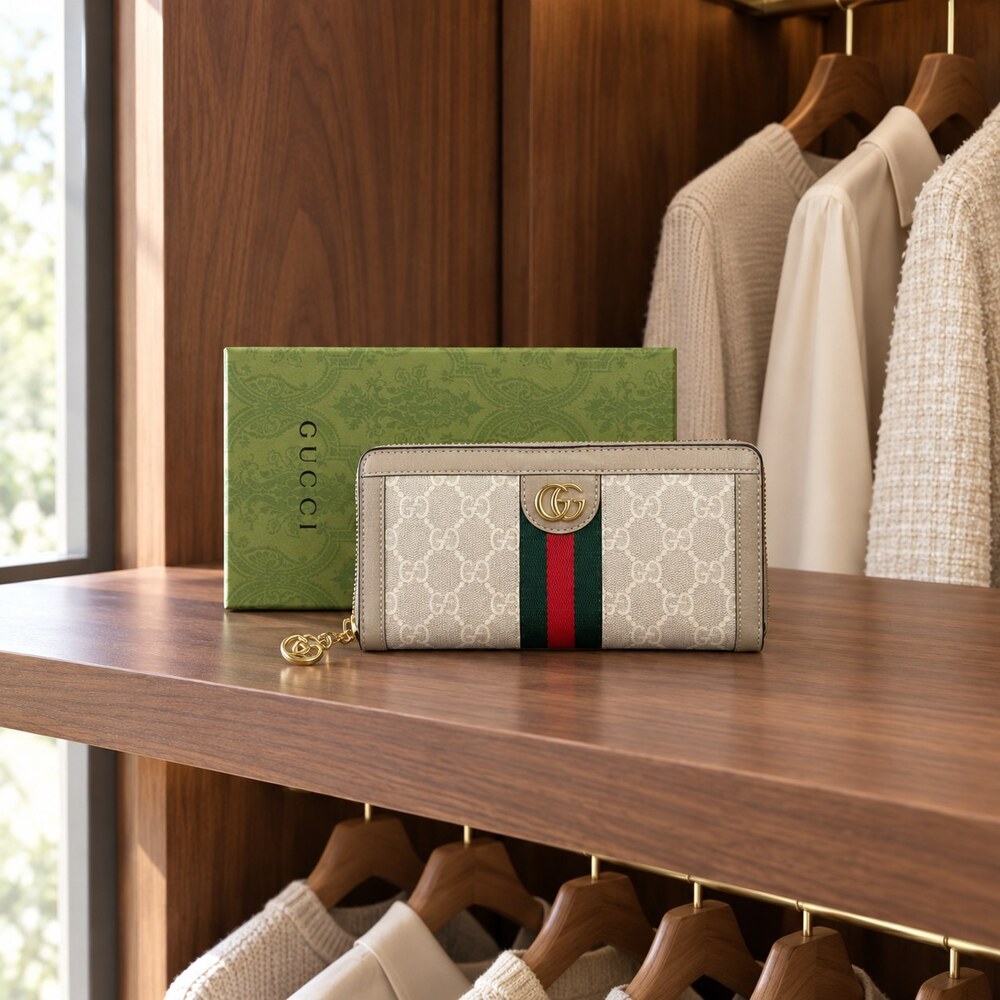 Gucci Ophidia GG Supreme Zip Around Wallet
